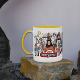 Discovering India - Haryana - Doodle Art Ceramic Mug With Color Handle